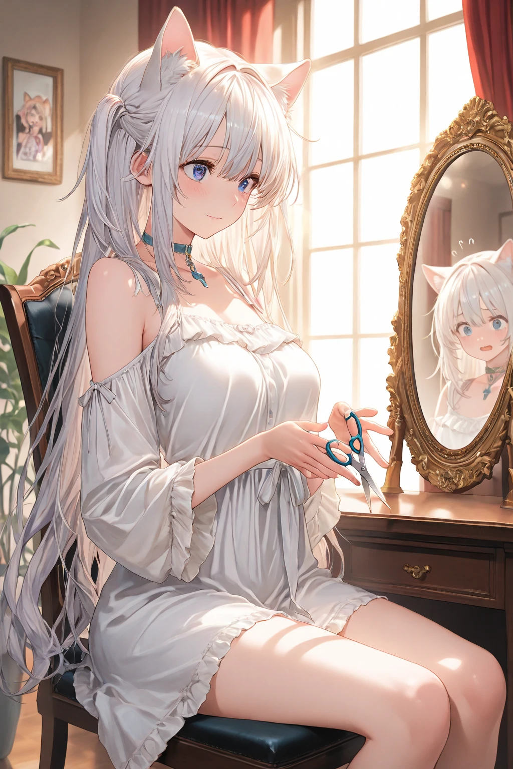 masterpiece、top-quality、High-quality images、High-quality images、8K、 1little girl、the detail、skin gloss、Detailed eye depiction ((Ana's Bedroom、Stylish bay window with sea view、Very bright lighting、On the wall4Photo、a bed、typical:1.3))((Music room at home with sea view、Piano instruction、lesson、Started training world-class pianists:1.2))announcer((anastasia、Graduated from the piano department of the College of Music、Piano Teacher、The goal is to train famous pianists、Good friends with students、Has the ability to manipulate the darkness of the mind at will、Have the ability to hear Leos' voices、When Leo is not present, You can sleep whenever you want.、pure、with light glowing、Little crybaby、Semi-long silver hair、Emerald green eyes、Slimed、Balanced proportions、Fashionable dresses selected in the costume room、Room makeover、lecture、Leo Advocacy:1.3) Ana obeys Leo's instructions to raise her ass higher.、Leo switches on adult goods、I vibrated violently while sucking on Ana's sensitive buds.、Ana clutches the sheets、Make a loud scream、A whirlpool of intense joy that seems to be strange、Ana tries to escape by shaking her butt.、Leo never let Ana escape