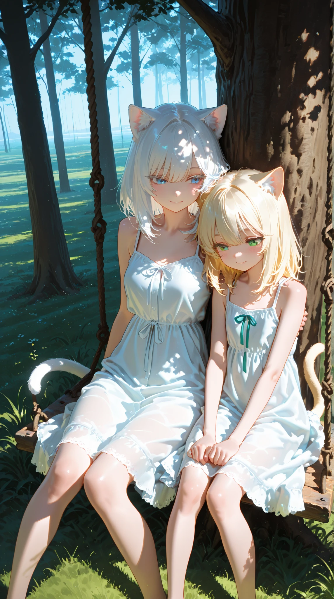 two Young girl sitting on a wooden bench next to a rock, Cute Girls,See-through crotch area,Transparent chest,Sheer abdomen, Two Girls, Young girl, Dulce＆Gabbana Models, Gorgeous young model, Young and cute girl, Beautiful girls, young teen, Very cute model, Wearing a white sheer dress, Young and cute, One blonde and one brunette, Hot Teen Girls, Cute young, Good young