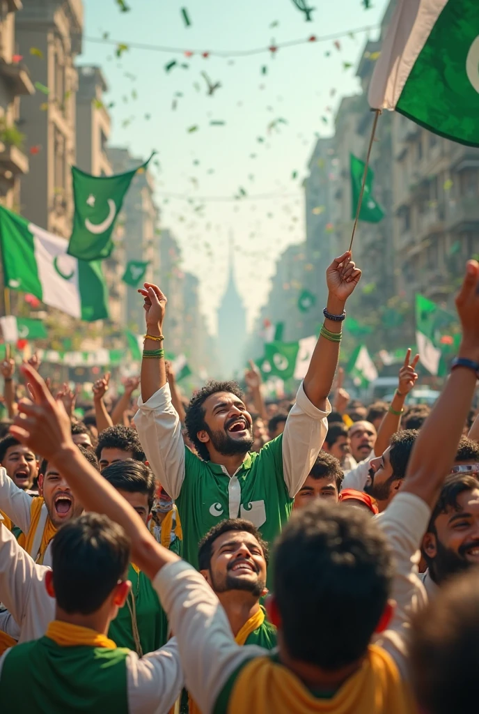 People celebrating pakistan independence day