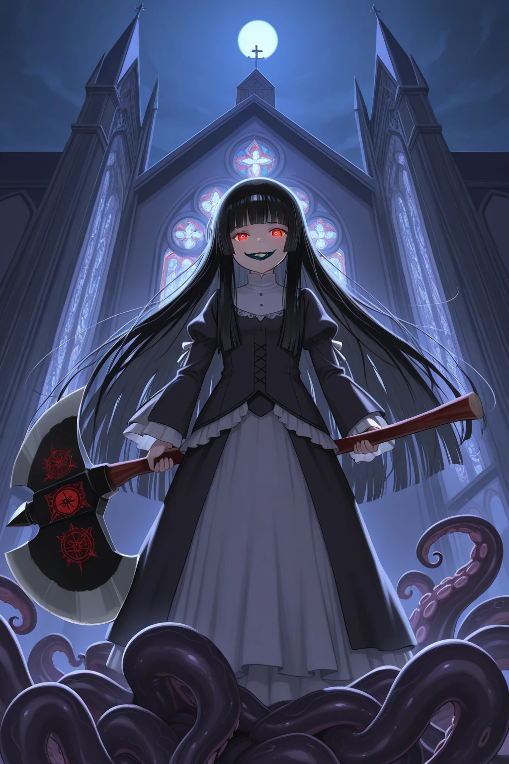 <lora:dustyraypaints:1.0>, dustyraypaints, painting, drawing, creepy, bloody, cut,
starry background, black hair, blue eyes, blush, character name, dress, hat, long hair, smile, stars
1girl, anatomy scheme, no skin, pantsu, cyborg, spread legs, ((posing for adult magazine))