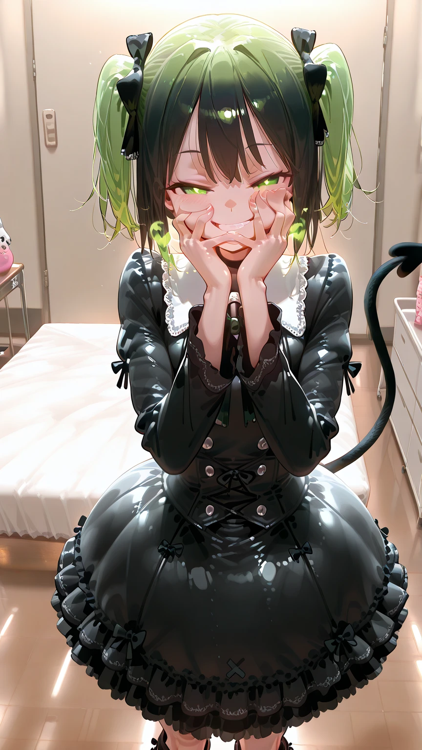 masterpiece, 1girl, Toph, Blind, fire nation, latex clothes, shiny skin, latex skin, high heels, standing, whole character in view, latex bodysuit, crotchless bodysuit, chastity cage, flat chastity cage, testicles, undersized chastity cage, dripping cum from chastity cage, rubber hair, shiny hair, reflective hair, latex hair, solid hair, latex hair, rubberized hair, plastic hair, super shiny skin, 3dcg, 3d style, blender, blender style, Toph, blind, latex clothing, squatting, high heels, lipstick, lips, latex platform heels, transparent platform heels, toe ring, squatting over dildo, dildo squatting, dildo in ass, anal, futanari, hosecock futanari, horsecock, hard nipples, shiny clothing, latex clothing, rubber clothing, shiny clothes, latex clothes, rubber clothes, corset, latex corset, cock leaking cum, cum on feet, transparent platform high heels, transparent high heels, transparent heels, bathroom stall, glory hole, huge horsecock in glory hole, sucking horse cock, bedroom eyes, cum on face, eyes rolling back, both hands on cock, sweating, steamy, cum on floor, rubber hair, horny, sucking horsecock in glory hole, sucking cock, fellatio, fellating horsecock, pleading eyes, nipple barbells, latex thigh highs, stirup thighhighs, green nails, lipstick, green lipstick, makeup, green lipstick marks on cock, lipstick ring, kiss mark on cock,