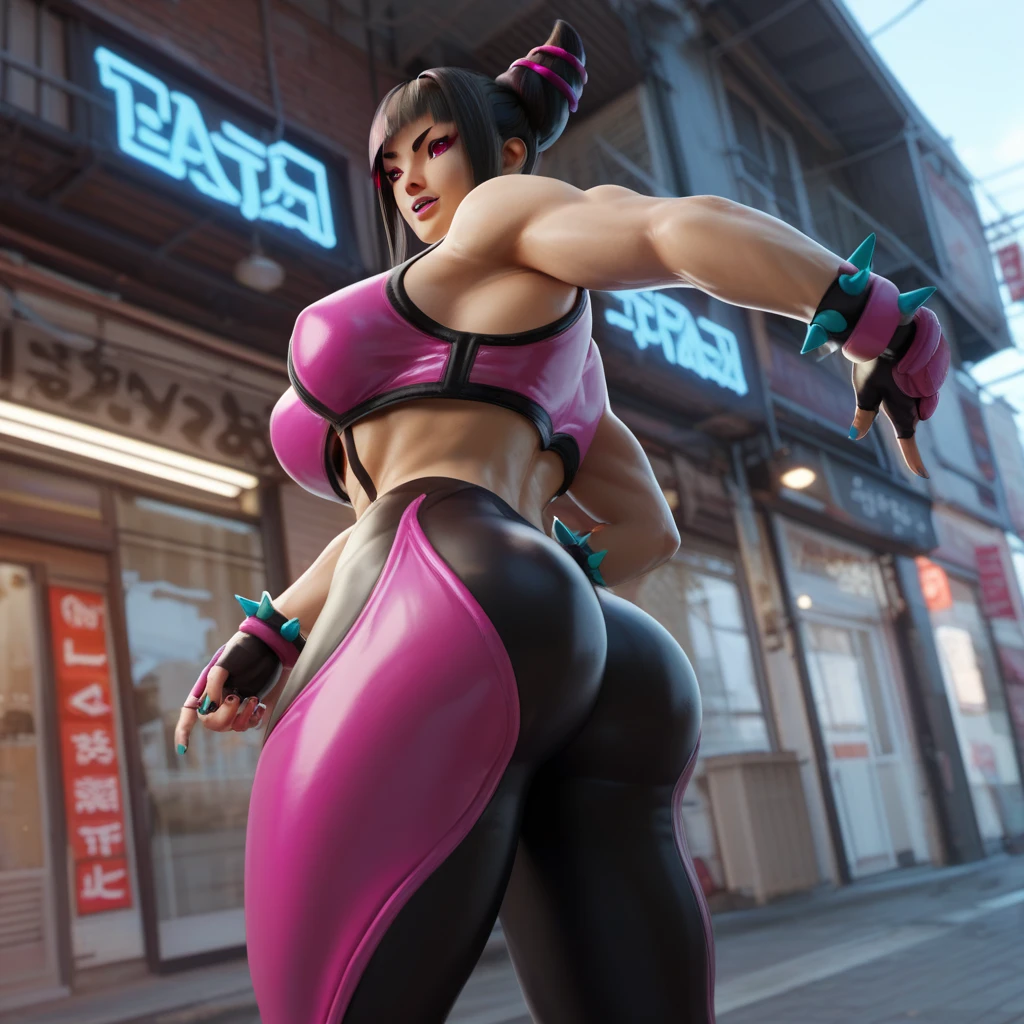 y (((Juri Han)))(por Streetfighter ),tetas perfectas, adolescente ,trasero grande, lindo sexy sensual cuerpo perfecto ,(((empty background)),cuerpo completo 8k , hiperrealista, (((como renderizado de Unreal Engine))) (grandes tetas) todo que parece a un render 3d(((on an empty background)))