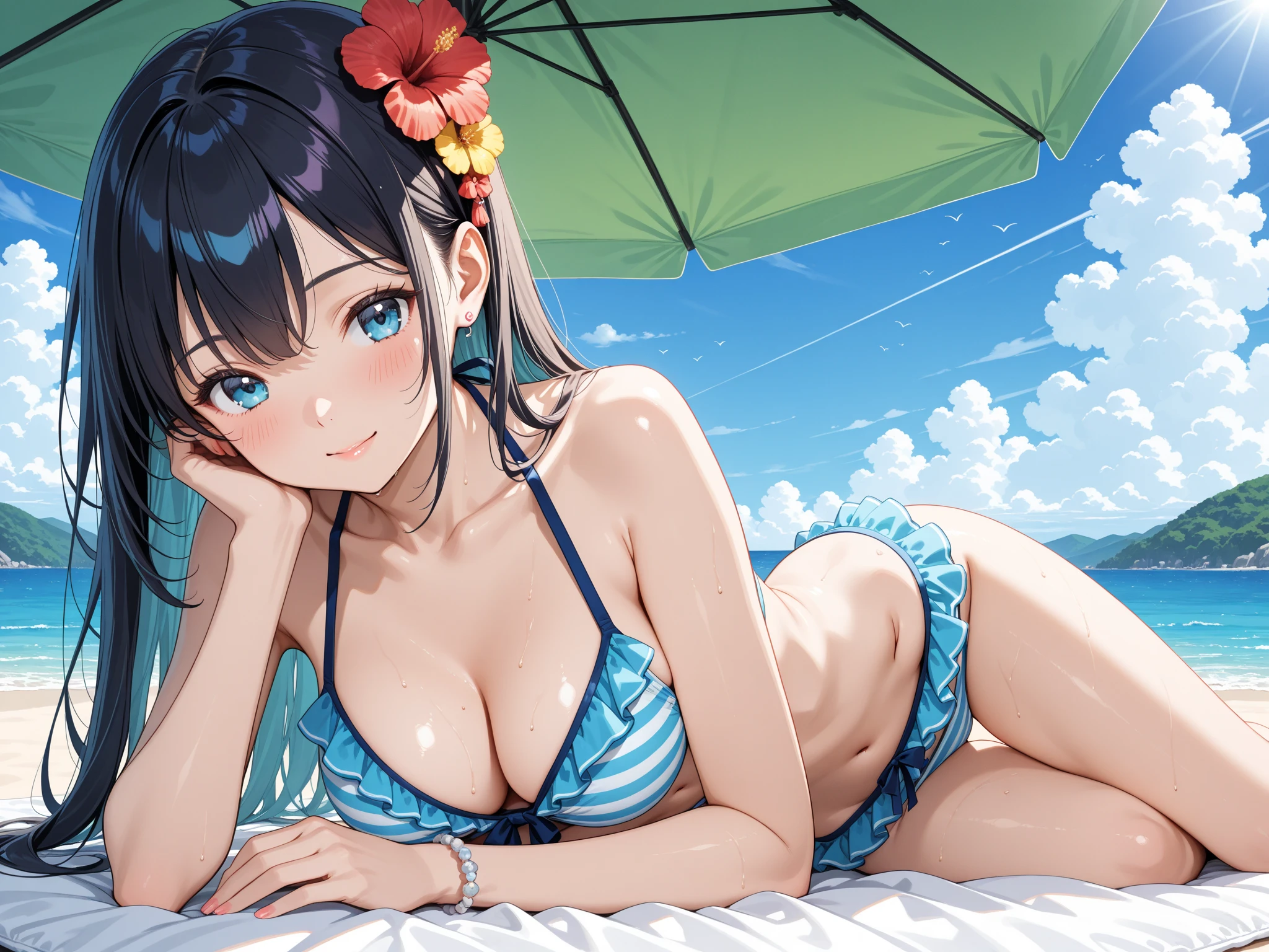 in a bathing suit