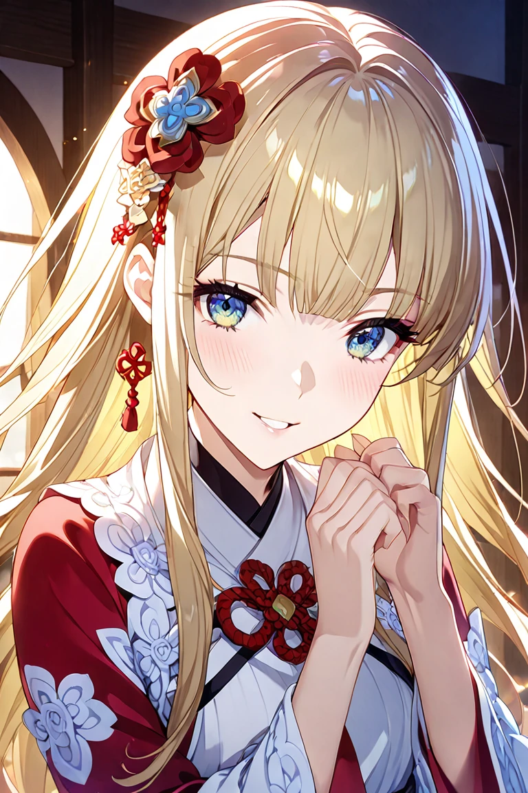 (Red Theme art),(Highest quality),(masterpiece),(1 Cheerful Girl),(alone),Delicately painted face,Girl with a beautiful face,Clear blue eyes with beautiful details,(Beautiful detailed golden hair),Stick one out'tongue,Bright atmosphere,Red fashion with beautiful details,((Red costume)),(beautiful silky blonde:1.3),Pink Flower,Pure white skin,Beautiful artistic illustration,Red Theme,Beautiful smile,(From the side),(A mischievous child sticking out hitongue),Cowboy Shot,Bright colors,Soft gradient,pastel,Lens flare,(Glitch Art),Stained glass,garden, "Illustration of a beautiful woman in a red dress, Holding a lollipop. She should have a confident and powerful Performance. The style is pop art, Bold colors, Dot, And Popアート特有の誇張された特徴. Keep the background simple and light, Focus on the woman's posture, Performance, And Pop."