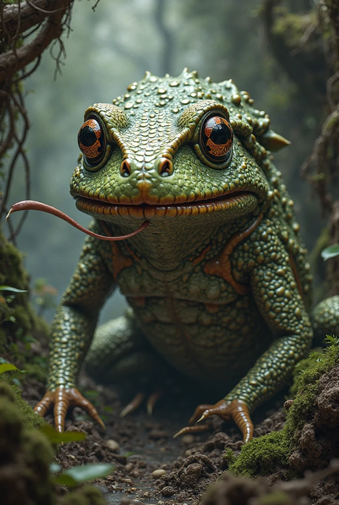 A toad fused with a snake
