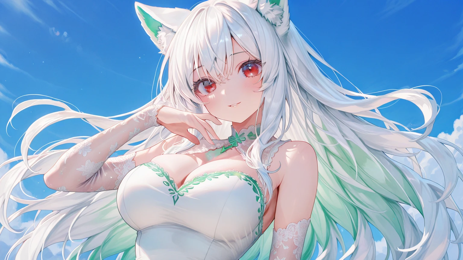 1 woman、Radiant hair、fluffy and soft hair、Sparkling eyes、爆乳、Too large breasts、Seductive breasts、Sheer underwear、Tiara of the Goddess、goddess god々Feeling、lace cape、aquamarine choker、Castle Room、Long Lace Bale、Ruffles and ribbons、A smile、The upper part of the body、 A glowing wand made of crystal.、Wings encrusted with aquamarine、A benevolent look、Eternal brilliance、Too large breasts、爆乳、puffy chest、Cinderella's Castle、Navel Ejection、I can see my nipples