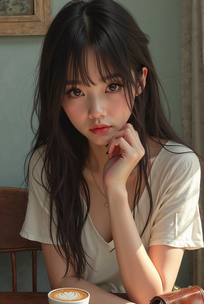 Draw 1 girl with open breasts