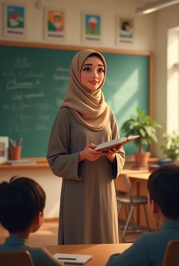 One Quran Yung female teacher in class room