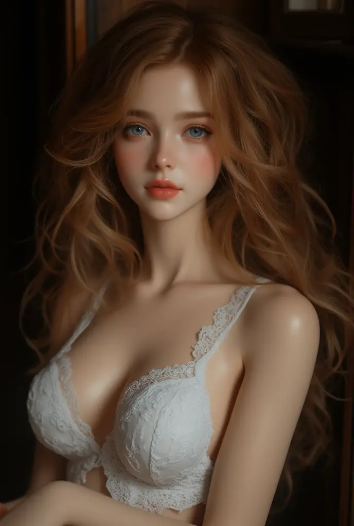 14岁, Beautiful girl with bright blue eyes, shocked expression,Wide eyes, lying on his back, Wearing pink sheer silk, (((Large breasts :1.2 and round breasts:1.2))),8K, RAW photo, Highly detailed skin, The girl is exposed, Photography, Masterpiece, Best quality, Gorgeous light blonde long hair, Ultra-detailed face, Detailed blue eyes, ((no close up)), front angle, Yawning, Very wide open mouth, Spread legs, Wet open ,(((Pubic hair))).