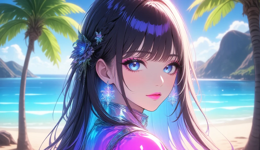 (Highest quality), (8K), (Highest quality), (live-action), (Realistic photos), summer、summerを感じる物、summerを感じる風景, blue sky, Rainbow and sunshine shining.16K, Ultra-high resolution, Shining in rainbow colors、to be born,wonderful ,future、Iridescent、The world 30 years from now。