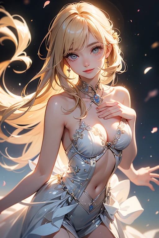 a cute , nude, beautiful detailed eyes, beautiful detailed lips, extremely detailed face and skin, long eyelashes, porcelain skin, delicate features, elegant pose, graceful movements, natural lighting, pastel colors, soft ambient lighting, cinematic composition, fantasy art style, digital painting, highly detailed, award winning, intricate, elegant, ethereal, glowing skin, crystalline