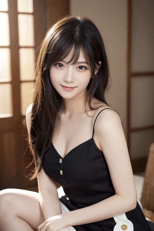 NSFW, full size body, (Realistic, Photorealistic: 1.37), (Masterpiece, Best Quality: 1.2), (Ultra High Resolution: 1.2), (RAW Photo: 1.2), (Sharp Focus: 1.3), (Face Focus: 1.2), (Ultra Detailed CG Unified 8k Wallpaper: 1.2), (Beautiful Skin: 1.2), (pale Skin: 1.3), (Hyper Sharp Focus: 1.5), (Ultra Sharp Focus: 1.5), ( Beautiful pretty face: 1.3), (Japanese actress face:1.3), (super detailed background, detail background: 1.3), BREAK, a very cute and beautiful Japan pictures of women, (sexy model), professional attire, (20 years old: 1.1), portrait of a girl with a bright smile, When viewed from the front, the composition is symmetrical, (Studio lighting: 1.3), (Cinematic lights: 1.3), ( backlight: 1.3), dim lighting, lighting that covers the whole body, looking straight at you, natural posing, break, (mahogany thin hair: 1.2, wavy bob hair:1.2), dark brown eyes, beautiful eyes, princess eyes, ((mahogany hair:1.3)), bangs, Hair between eyes, (voluptuous:1.47, curby), (medium-breast;1.37, sagging breasts:0.95), (thin waist: 1.05), (detailed beautiful girl: 1.4), BREAK, (Chest squeezed together, View viewer), Solo, Parted lips, Red lips, (shiny skin), sweat, (detailed resort hotel room background:1.2, bedroom, presenting, night), (Dishonest laughter, light seductive smile:1.15, incmoing:1.3, in heat:1.3), ((Perfect Female Body)), (Upper Body Image:1.3), Frame Head, Perfect Anatomy, Perfect Proportions, 8.5 Life-Size, Face Focus, Ultra Realistic Photo, Hyper Sharp Image, Hyper Detail Image, Full body photo
