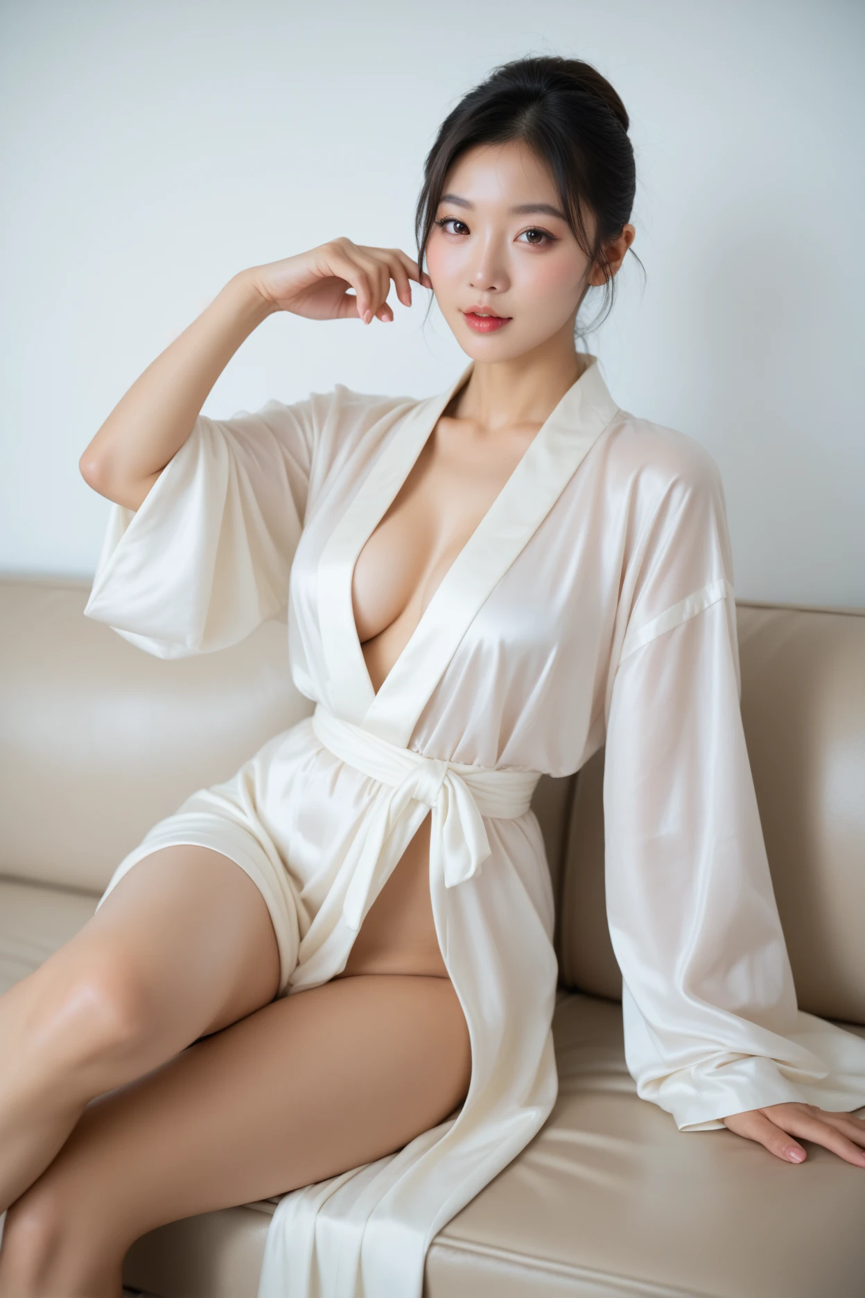 (MASTERPIECE) (REALISTIC)beautiful woman with korean face mix Russia, clean face, slim face, oval face. Slim, Slender, thin and tall body. on white bed, white skin likes porcelain. long hair with loose ponytail, with long grey hijab gamis, brown eyes. nsfw, small , cum, gorgeous face, 17 years Old, Hijab Indonesian woman, , small breasts : 3 (happy face) (looking at camera) Curvy body, leaning in the mat, outdoor . Open knees, spreading legs, Showing Pussy, (Holding long cucumber with withe thick milk melting. Wet body. White thick milk melting in the hands and vagina : 1.4)  (Hairy Pussy) (fat pussy) full body photo shot,