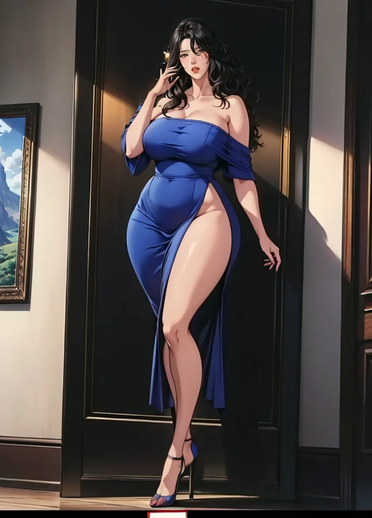 girl，((alone))，Gray background，Artistic lighting，Beautiful Asian Goddess，Long black hair，Long hair down to the waist,Wavy Hair,eyelash, blue eyes, lipstick, ((Strap Dresses:1.3)),(Standing with legs spread from side to side),He is touching his crotch with his own hands. ,Massage your own breasts,Tied up woman,whole body写真撮影,Sensual look,(Hair blowing in the wind),Graceful features，No sleeve，Mature Woman,Detailed fingers, Perfect hands, Length 180cm,Small face,sweating,Soft thighs,Sexy legs,Sexy ass, Cleavage,Open the chest,Smooth thighs and legs，((Amazing orgasm)),大きなSexy ass, Wearing high heels,Perfect Body Proportions, Slim waist,Nipples visible,The areola is protruding,Tight waist,(Long legs:1.5),E cup bust,Thighs open,Huge :1.3，perspective:1.2，Looking at the audience，Character-centric，symmetry diagram，whole body:1.5，From the side:1.1，Abdominal shot