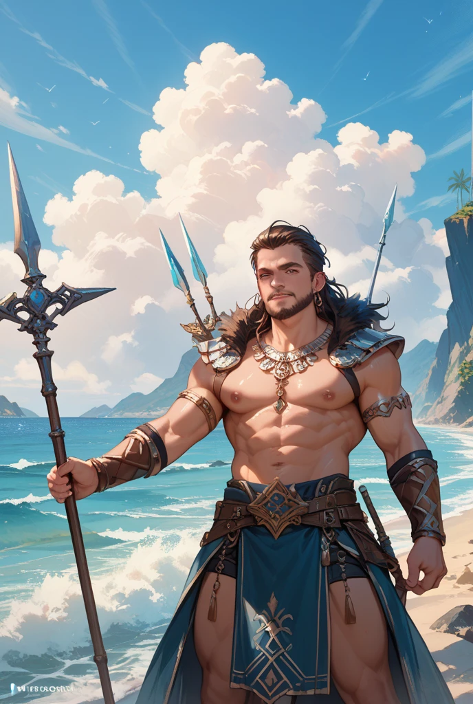 ((best qualityer)), ((work of art)), (detailded), RPG, merman, pirate, bard, harmonica, gray skin, funny, gills, headband, Sea Man