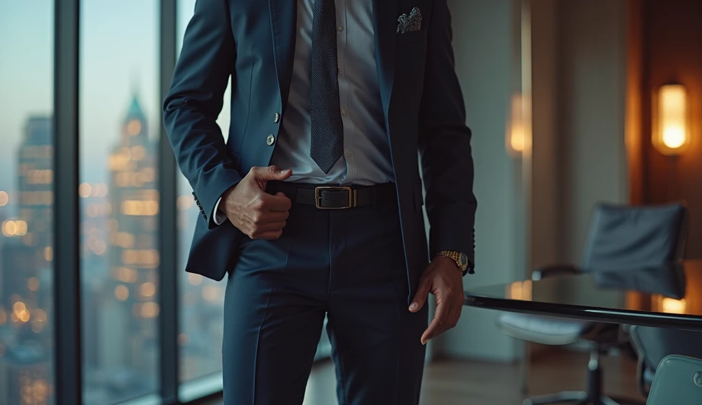 Front open Office suit and showing hairy chest close up focus on wetty bulge indian perfect wetty big hairy monster bulge in pant, masterpiece