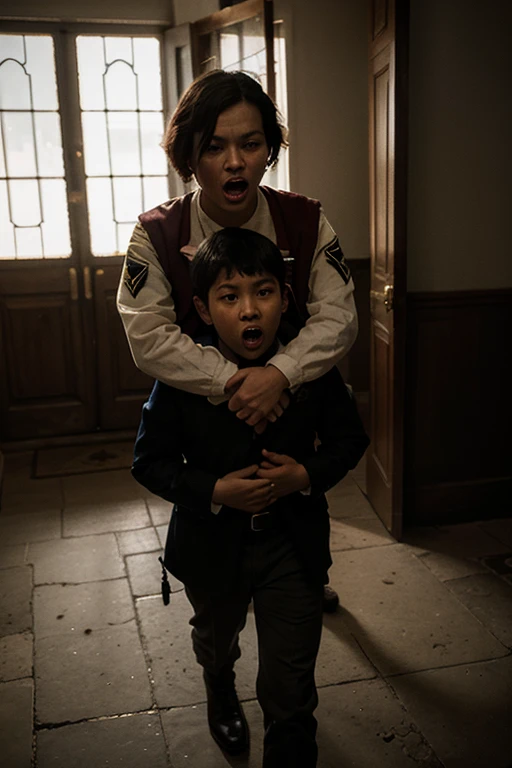 Caught in a bomb explosion、A school comedy about boy actors covered in soot and in tatters.
