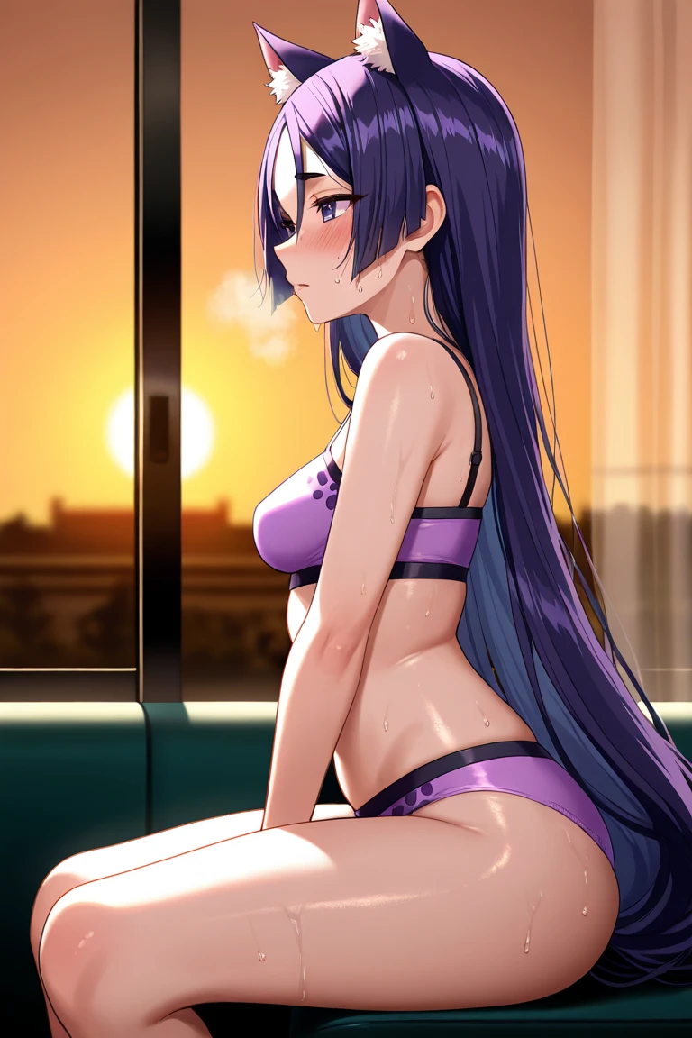 Masterpiece, Best Quality, extremely detailed, cheered up, girl,night pool,high waist bikini,SMILE,:d,action,(small breasts),ass focus nsfw