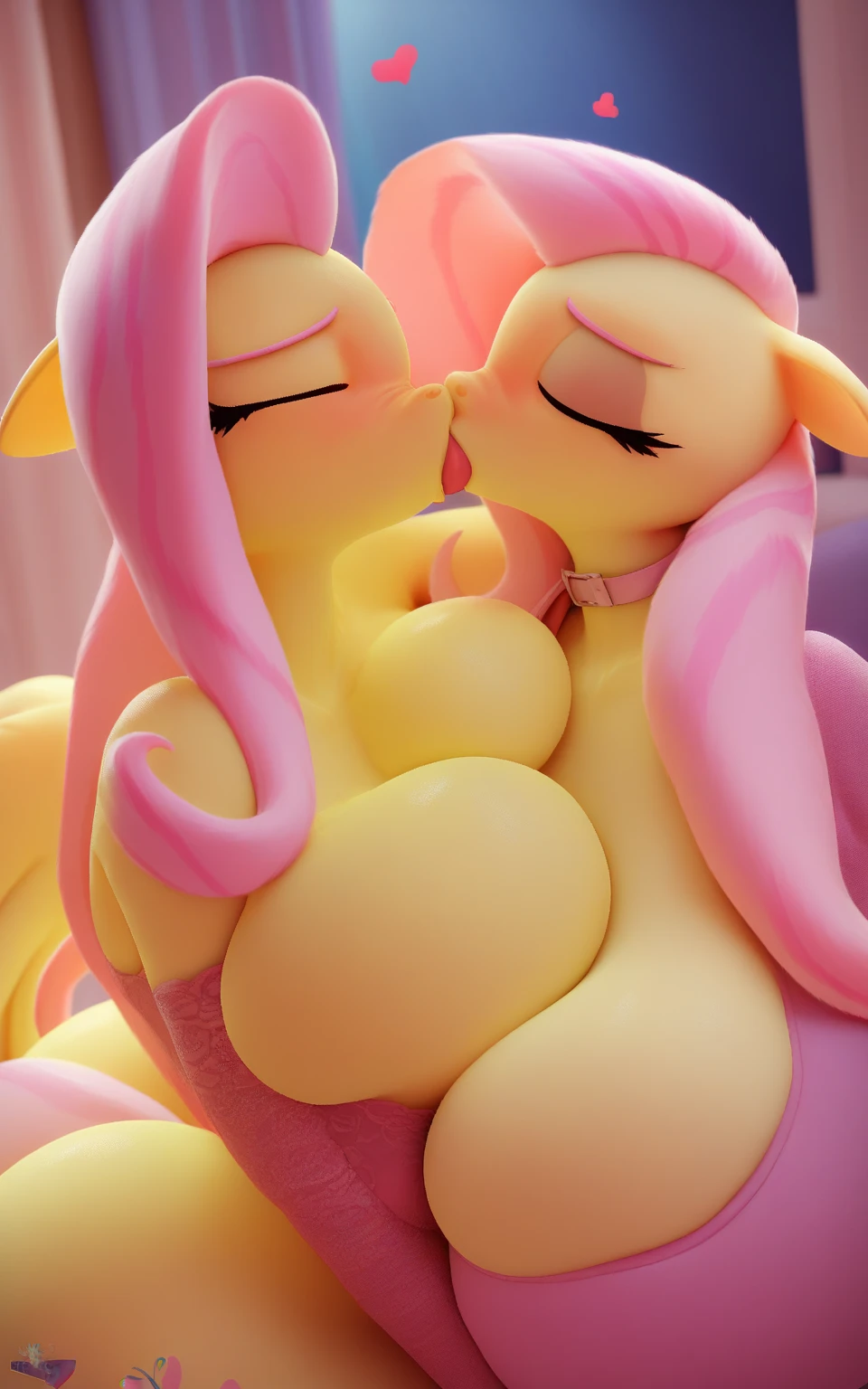 Female unicorn pony, brown color, orange and black hair and tail, white feathers on wings, green eyes, blue eyeshadow, rainbow cutie mark, fishnet stockings on all four legs, huge breasts, laying on back, sexual intercourse, anal penetration, cum in vagina, cum on ???????