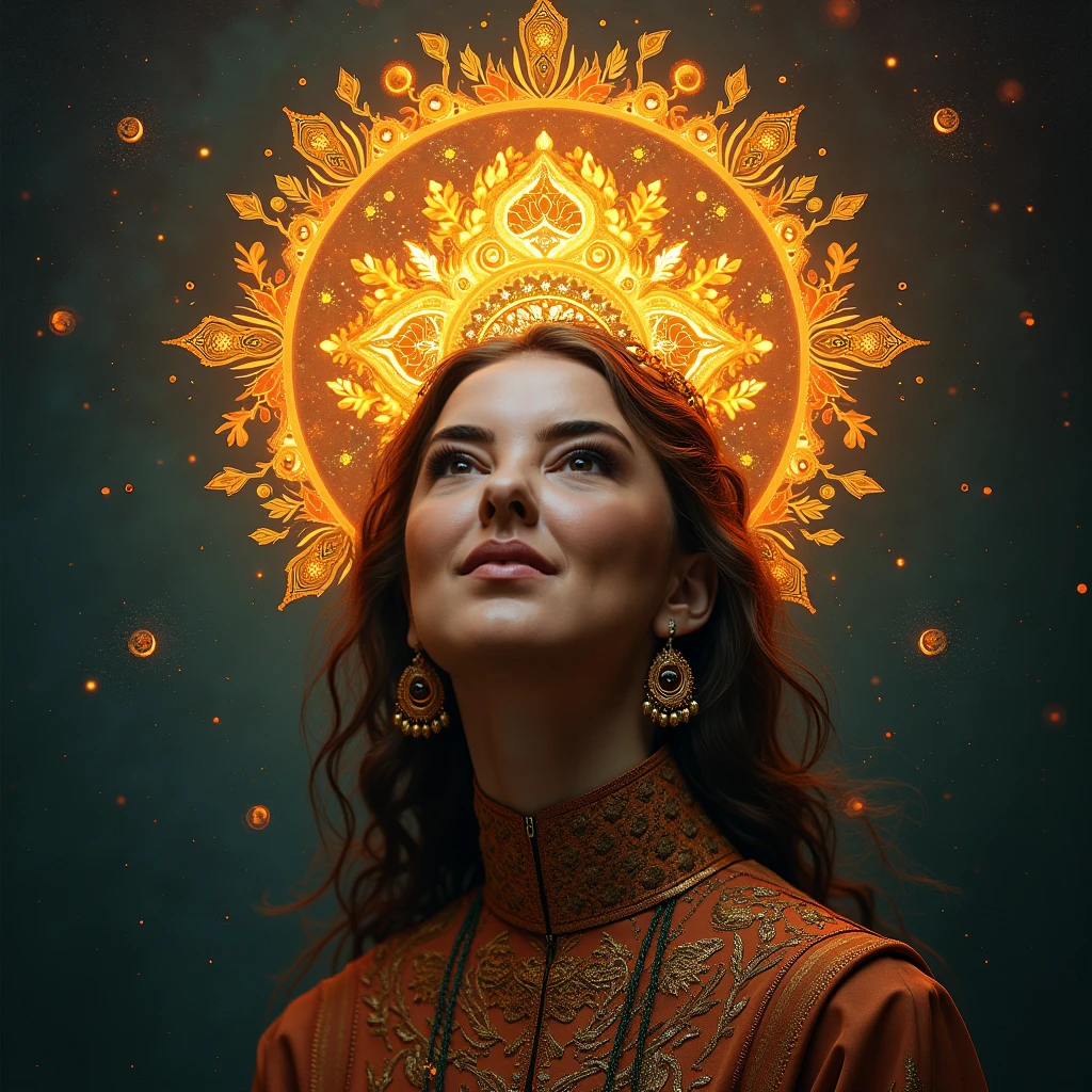 beautiful young woman, by Hokusai and James Gurney + Dark yellow paper with intricate and vibrant blue line work:: Tarot Card:: Mandelbulb Fractal + Full of red layers + symmetrical Portrait + Trending on Artstation + Incredible mayan illustration + Exquisite detail, ultra soft pastel, technicolor, cinematic lighting, reflections, HDR, 8k resolution, cinematic film still, smooth, sharp focus, realistic, strobe lightbeams, ((backround defocused)):1.7, (((depth of field))):1.8, cinestill 800t 35mm, high quality, heavy grain, high detail, cinematic composition, dramatic light, anamorphic, ultra wide lens, hyperrealistic