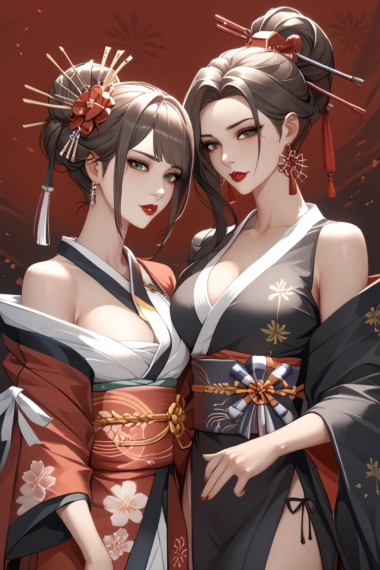1female,huge tit,brunette color hair,Keep one's mouth shut,(Hanfu),Hanfu,Redlip,耳Nipple Ring,florals,hair adornments,jewelry,long whitr hair,Look at the audience,choker necklace,Portrait,ssmile,独奏,A half body,(Shiny skin), (tmasterpiece:1.4),(best qualtiy:1.4)