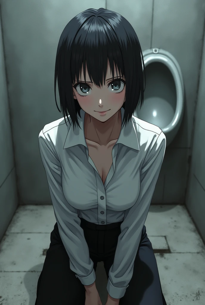 (masterpiece, best quality:1.2), cowboy shot, solo, 1girl, fubuki, lustful, closed mouth, looking at the viewer, ass, wide hips, shirt, thong, short shorts, squats, spread legs, blue sky, erotica,