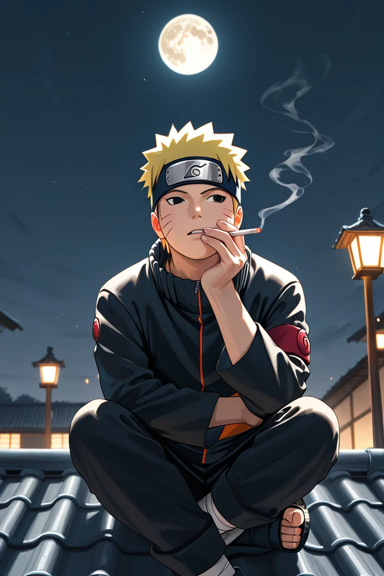 Naruto smoking weed in the hood in the dark