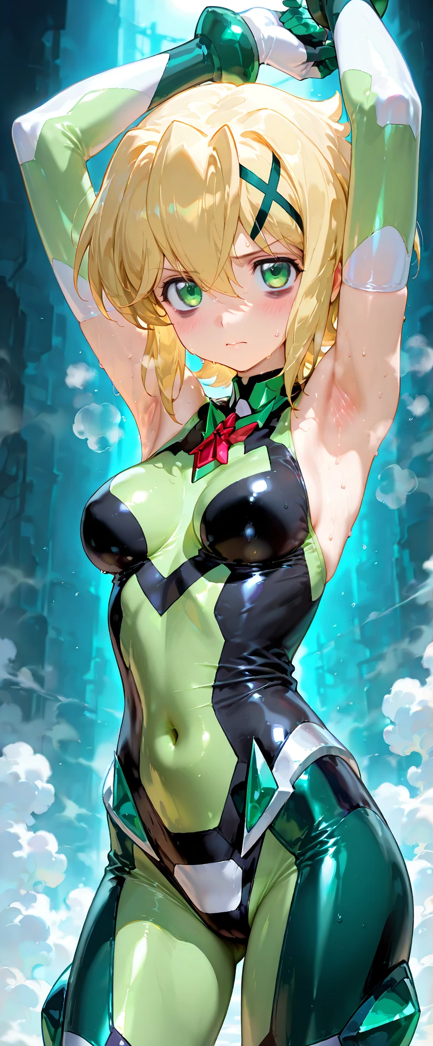 (最high quality:1.2, Anime works, Anime Style, Studio Anime, Very detailed, up to date, Vibrant, Anime Coloring, High Contrast, masterpiece:1.2, 最high quality, Best aesthetics), 1 female, alone, Fairy, The body is slim, ((Fairy)), blonde, (Small face), ((Her breasts are big)), ((Pastel Dress, Transparent body, Transparent Dress, Light effects)), (((Captivating body, Lewd Curves))), 飛んでいる小さなFairy, , in the forest, 森に住むFairy, Forest and spring background, ((blonde, Shortcuts)), ((Laughing with your mouth open:1.2)), Big Breasts, (Pointed Ears, Fairy), Normal hip joint, Cowboy Shot, Put your arms behind your head, (Color coding, Sexy Fishnet Stockings, Shiny costumes), Beautiful Skin, Beautiful Skin, Perfect Fingers, Five Fingers, Anatomically correct, Background Blur, high quality, Surreal, Bright colors,