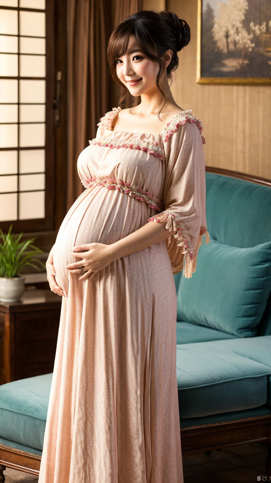 Pregnant women、Caucasian、Brown Hair、Maternity Dresses