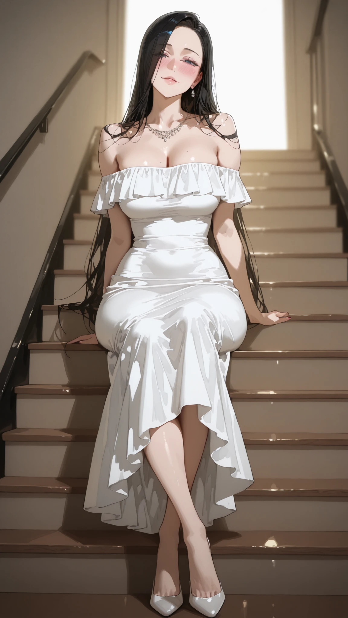 Sugihara anri, ((solo)), alone, bride, was naked, horny, happy, ((forehead to show)), standing, entering the church, dark hair, long hair, delicate, young, long hair, detailed face, high definition, ((full body)), (flowers around her), full body, she is a beautiful woman getting married, face with high quality, beautiful, radiant, big breasts