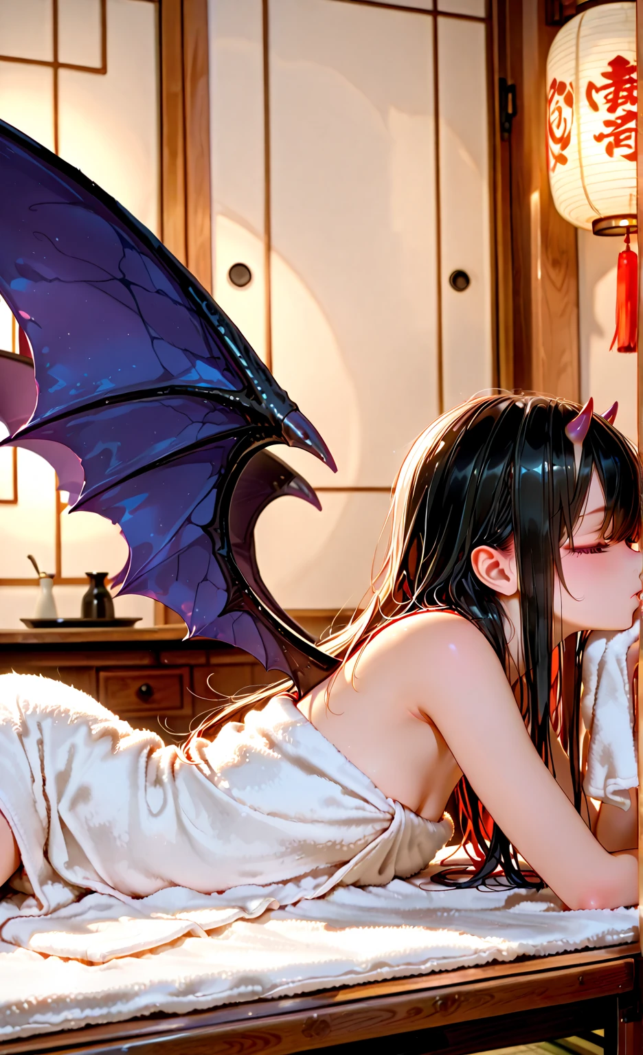 masterpiece、top-quality、1girl in、(I'm wearing a mob hat)、Medium hair with blue hair、red blush、the bow、ascot、wingspan、Bedroom background、Colossal tits、A slender、remilia scarlet、a closeup、fullnude、all-fours、dripping with open mouth、Happy face、Beautiful breasts