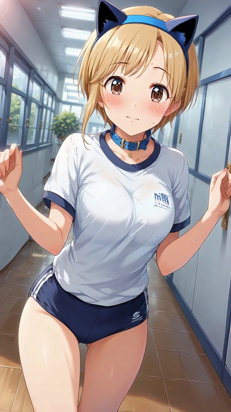 ((( Masterpiece, of the highest quality))), ((girl)),、NSFW、at Fence range、from below、orgasm、apogee、The feeling of climax、drunk eyes、beautiful、black fur、short hair、low ponytail、cheerleader costume、belly button、life、anger、anger look、anger、((Fence)), ((blushing)),,,sweat、perfect lighting、natural light、perfect composition、locker room、dark room