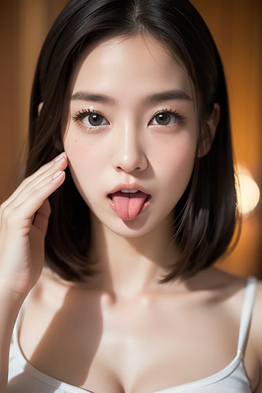 nsfw, nude, ((a skinny naked girl sucking her thumb, she is 15 years old girl, tiny tits, flat chested, bobbed hair, licking her fingers)), beautiful detailed lips, beautiful detailed eyes,ultra-detailed,highres,professional, soft lighting,(ultra realistic japanese girl),looking at viewer,(ultra realistic detailed hair),(moist and shining eyes).