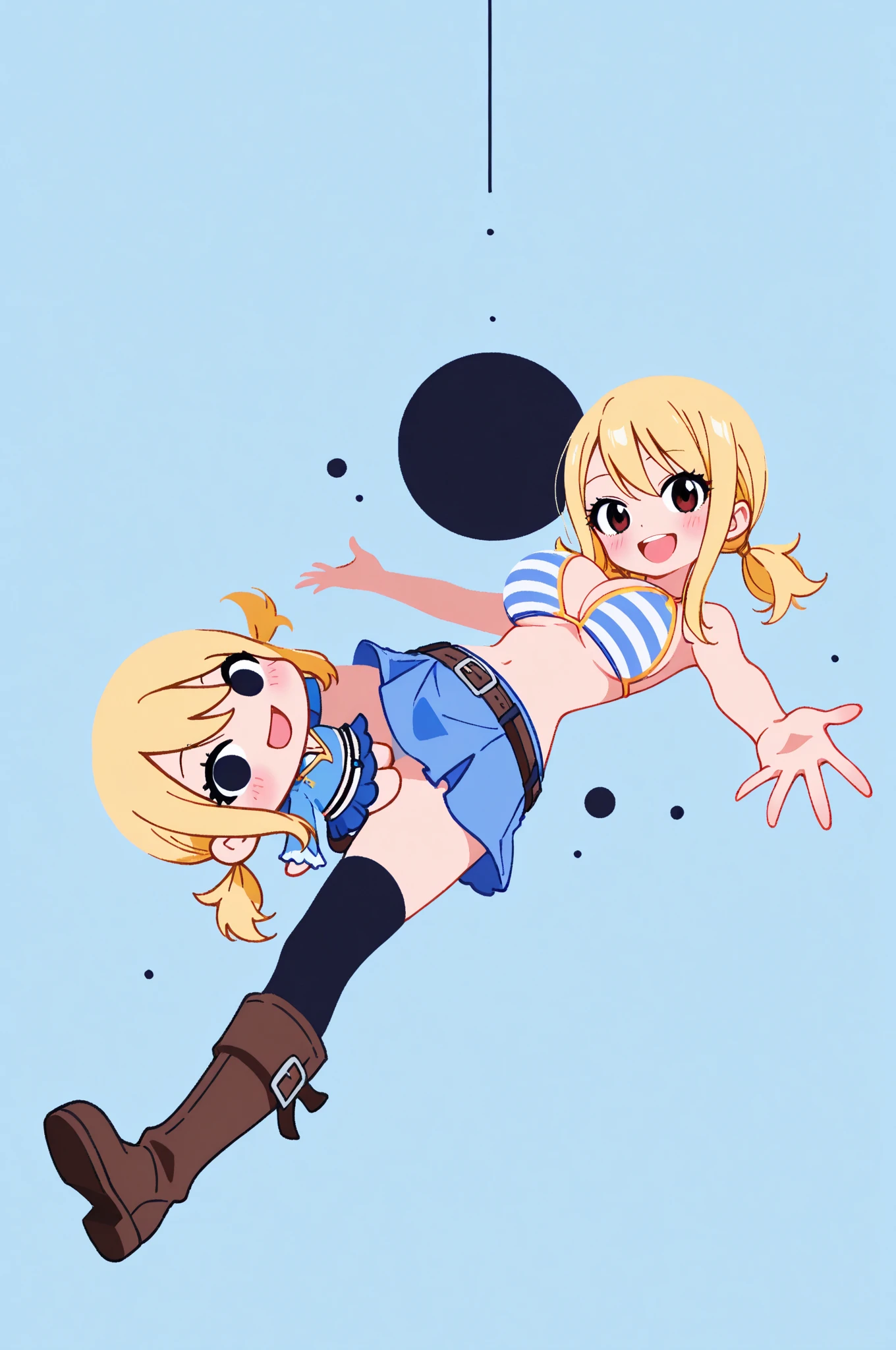 『Help me!!』The character is characterized by、Make your logo comical and pop。The illustrations are inspired by Akira Toriyama's painting style.、Draw characters and backgrounds with clear lines。