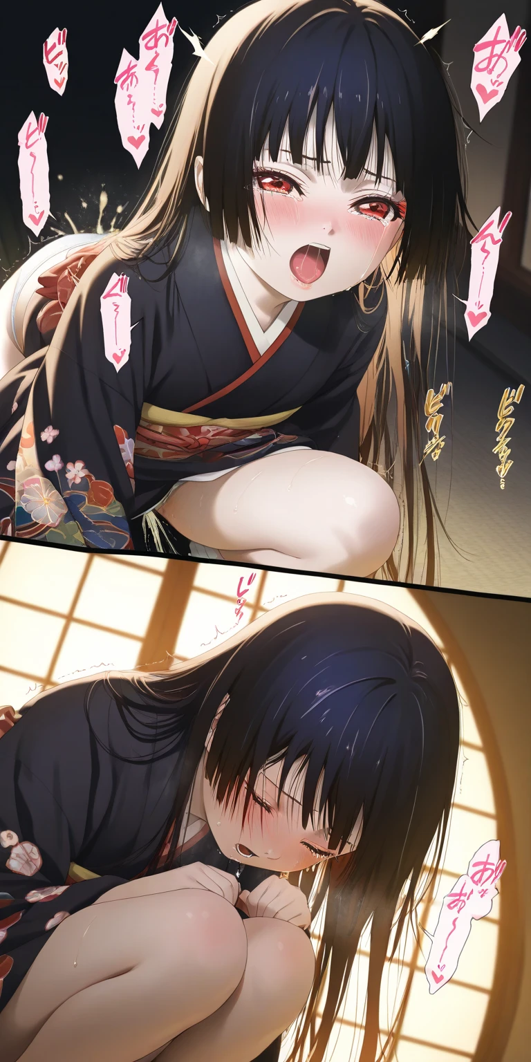 A tragic historical drama in 8k live-action style: Beautiful palace secrets　Beautiful 10 year old Chinese Kung Fu girl princess with short black hair has very rough unwanted sex with old man emperor　Gorgeous embroidery, Ultra glossy, She is wearing a shiny red top and bottom long sleeve floral pajama kung fu suit....　　Her clothes were forcibly torn off by the old man, exposing her private parts.