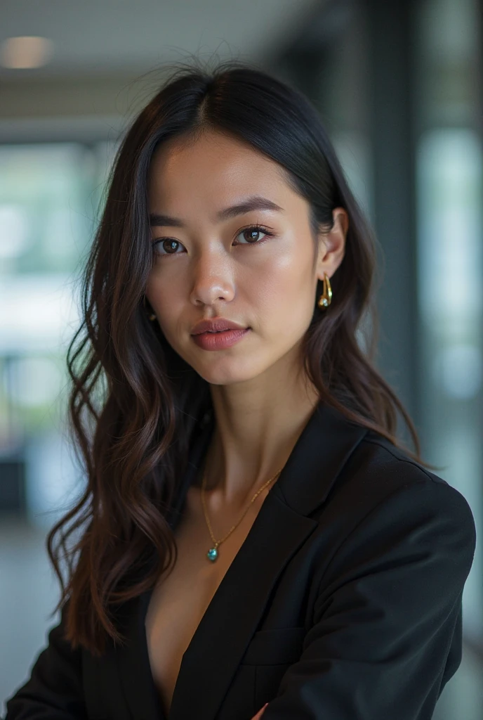 30 years old beautiful hong kong woman, photo in train, natural cleavage, beautiful face, black over jacket, clear background, natural asian skin tone open top showing breast naked perfect breast full view of naked breast