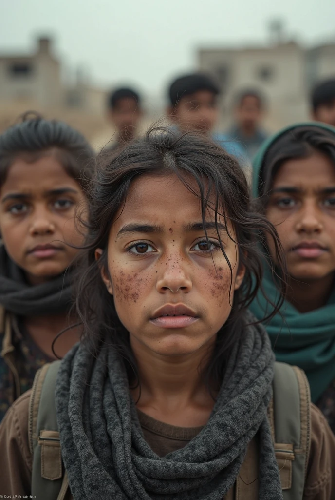 Creating poor women and children crying 