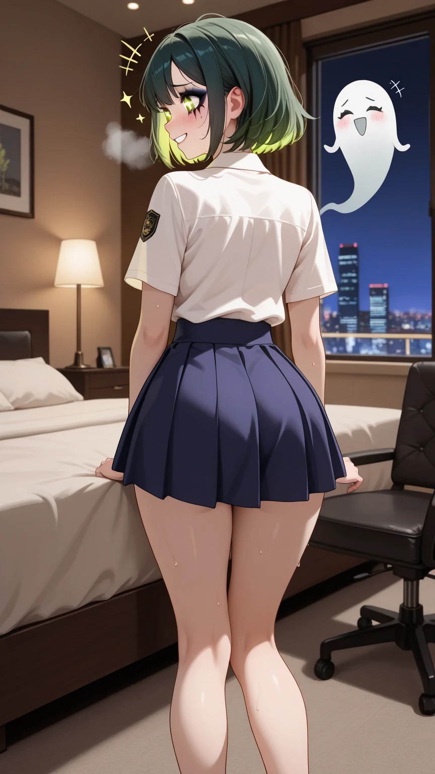 BREAK looking at viewer, BREAK (masterpiece:1.2), best quality, high resolution, unity 8k wallpaper, (illustration:0.8), (beautiful detailed eyes:1.6), extremely detailed face, perfect lighting, extremely detailed CG, (perfect hands, perfect anatomy),city,street,buildings,wet road,soft light,night,rei ayanami, blue hair, short hair, (red eyes:1.5),
blue dress, dress, neck ribbon, pinafore dress, red ribbon, ribbon, school uniform, short sleeves, short-sleeved sweater, sweater,wet uniform,nipples see through,upskirt,showing panties,camel toe,from behind,ass view,