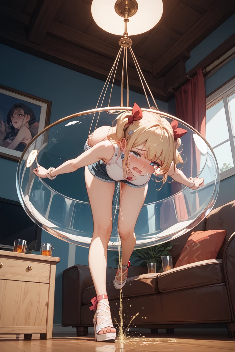 ((Huge breasts:1.55)),(Blonde twin tails and ribbon:1.2),((Highest quality)), ((masterpiece)), Perfect Face,Shiny Hair,A shy smile,Japanese,,Chubby,Nipples,Sweat,cute,Summer festival,White yukata,Lie,Sweat,Wet lower body,💦drenched,(((Sexy see-through lingerie for women,Shiny bodysuit,Smooth and silky clothing,Trimmed combination,Lace Stockings,Erotic leash,pajamas))),(((My whole body is covered in sticky sperm:1.25))),NSFW,Hololive,Towa Tokoyami,Swimsuit,(Perfect hands),(Perfect Anatomy),(masterpiece),(highest quality),School,locker room,((Sometimes more ultra-small micro bikini)),((Sometimes bikinis so small you can see her pussy line)),((Sometimes bikinis so small you can see their assholes)),((((Sometimes bikinis so small that you can see the urethra of the vagina)))),(((Rope bondage for wrists, ankles and collar))),(((Sex Slave POV:1.4)))