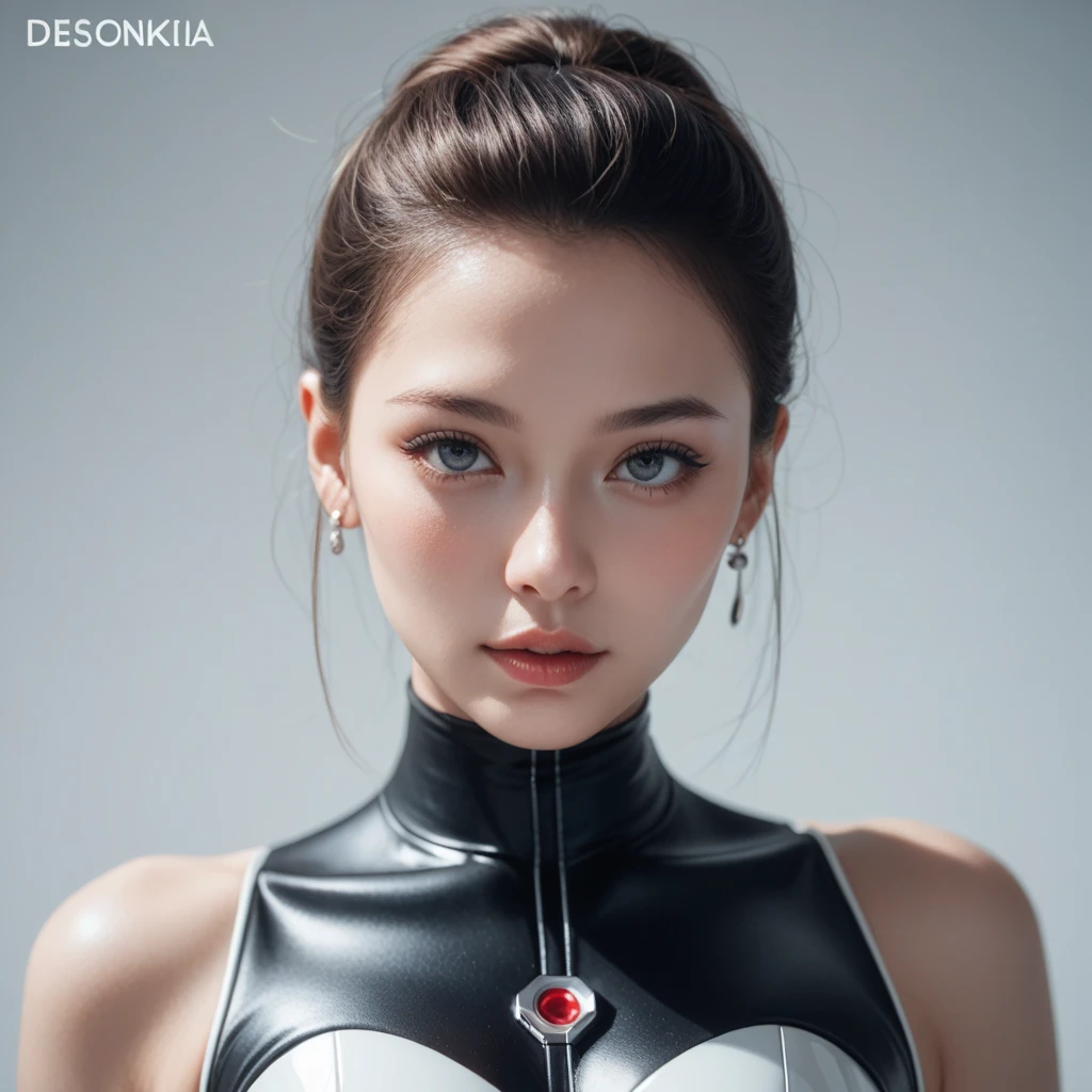 ((masutepiece))) Full body, Full body shot (One girl) ((Black hair, Long hair, Straight hair, with two sides up))), ((Blue Eyes))), eyeshadows, eye line, Glow Eye, Hyper Detail Eye,huge tit，brownish colors