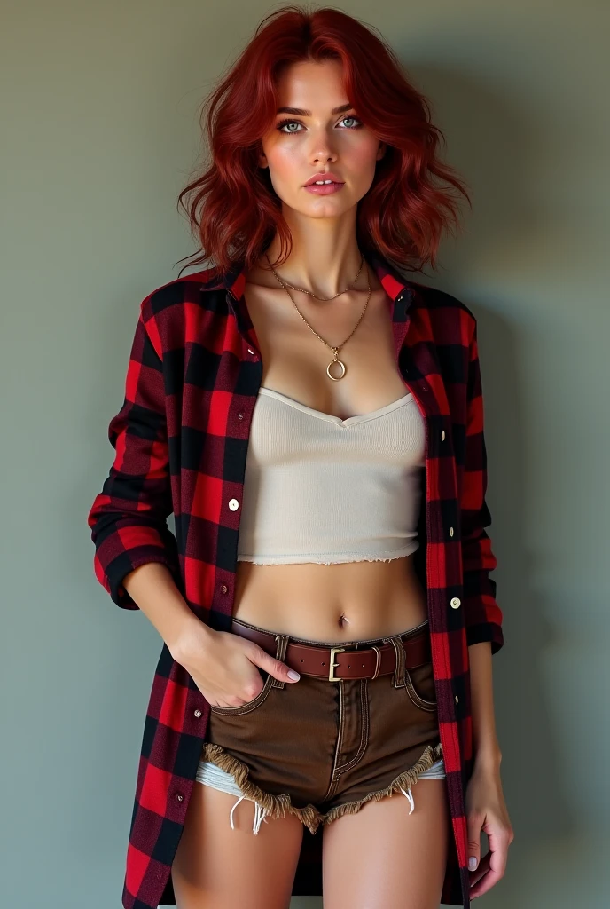 Allison Scagliotti, reddish hair, cowboy shot, bobcut