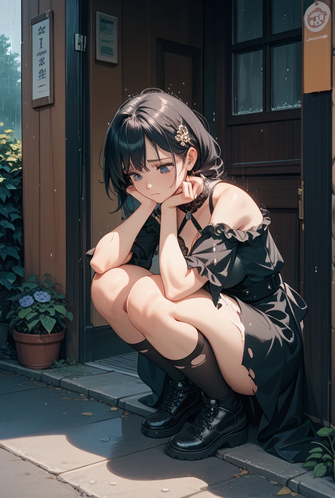 spread legs with squatting pose、M-shaped legs、Spread your legs、Sit on the ground、I'm looking away、In town、bustling street、Pantieini skirt、Private Server、Girl、Girl、Younger、Baby Face、flat chest、Dynamic Angle、Glaring、Both eyes open、Voyeur style、ground