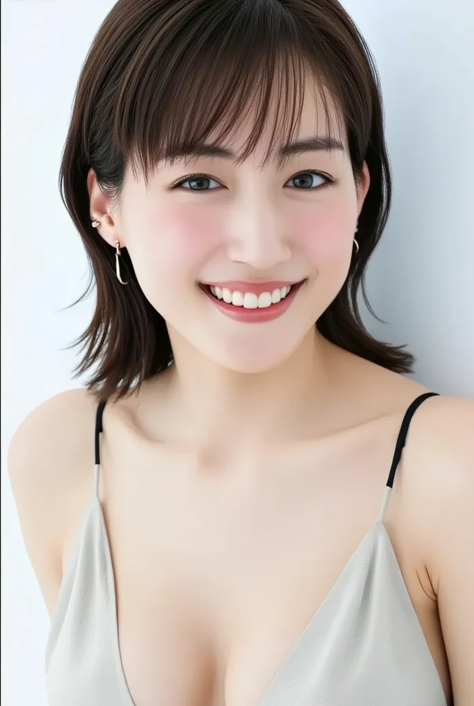 (A hyper-realistic), (illustratio), (hight resolution), (8K), (enormously detailed), (The best illustrations), (beautiful detailed eye), (beste-Qualit), (ultra-detailliert), (​masterpiece), (wall-paper), (details face)、Upper body close-up,Armpit, A smile,Plump,独奏,Girl in a ??????????? tank top with open ?????, full of sweat, japanes, large full ???????, (camel's toe)、gigantic-??????、Detailed, well-groomed white teeth、Ultimate Beauty、shot on the Canon EOS R 6、full of sweat、(beautiful detailed teeth)、Silver necklace、Park with sunshine in the background、