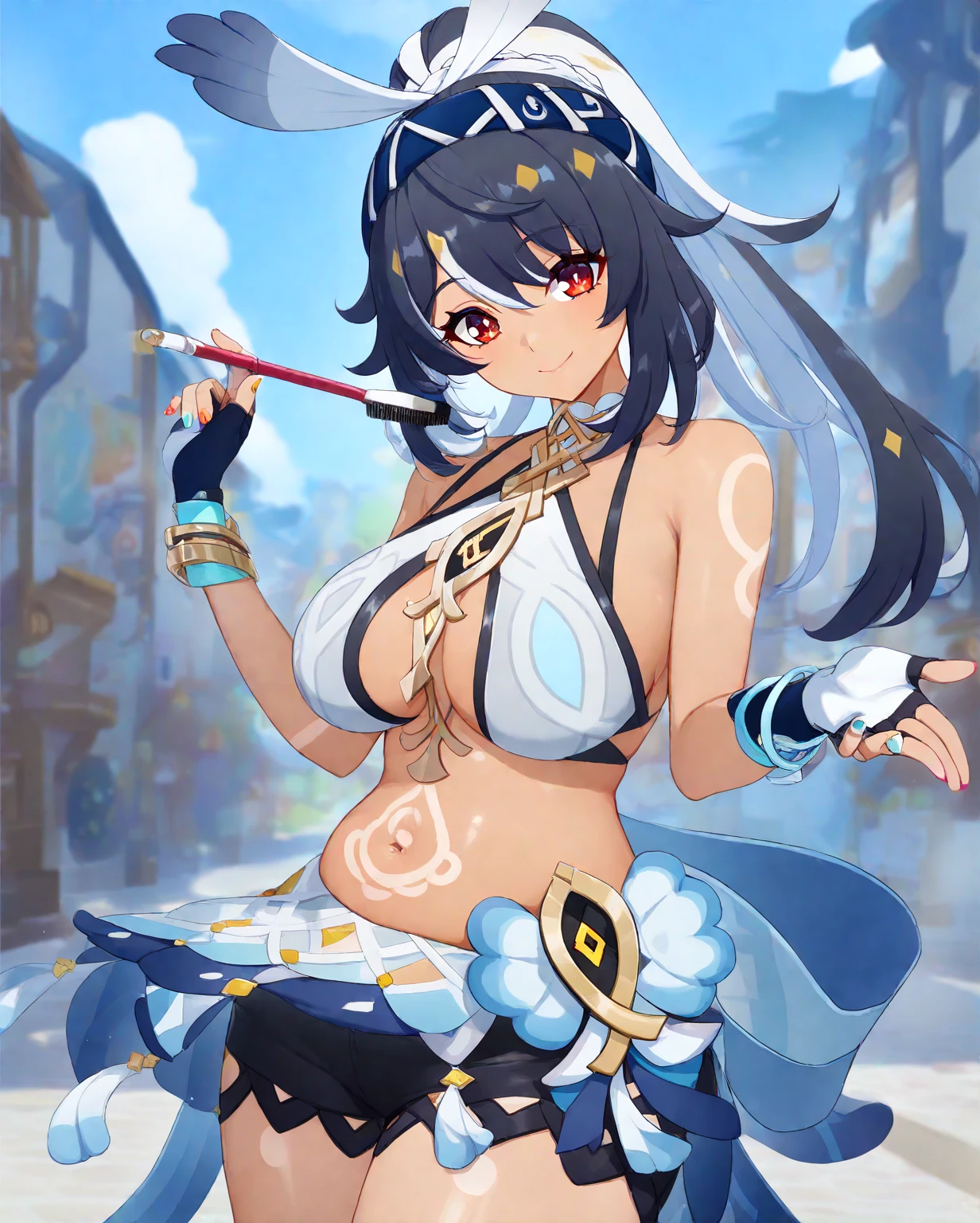 (((masterpiece))),(((High resolution)))、(((perfect face)))、(((Air Groove))), ((bikini)), ((top quality eyes)), ((high resolution face)), detailed face, (detailed texture), (plump), (big tits)