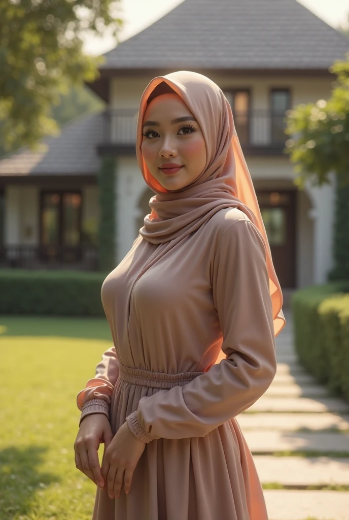 50 years Old, Hijab Indonesian mature woman, Big Tits : 66.9, Gamis, Breast out from her clothes : 1.9, at doctor office, Dark light, at Nighttime