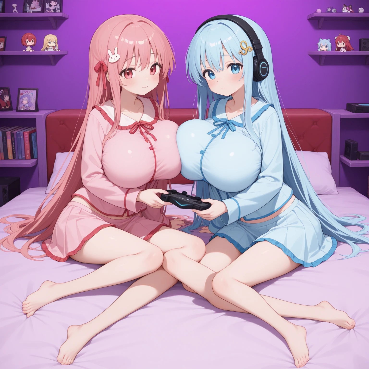 tmasterpiece， Best quality at best， A high resolution， nm1， nakeness，Perineal exposure，Exposed breasts，，huge tit，no brassiere，boobgasm，Pink ，tender ，nedium breasts，No pubic hair，Blue headphones around the neck，Miku Nakano，quadratic element，Long hair coverage ，Long hair covers the chest，1girll，with no underpants，There are no clothes to cover the lower body，one-girl，Royal Sister，fullnude