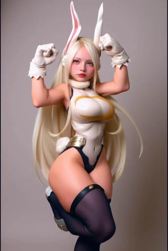 STICKER, (best quality, masterpiece), (solid outline:1.2), Sailor Moon, simple background, solo women, squatting, full body portrait, long blonde hair, crown, sailor moon cosplay, wavy hair, detailed face, smirking, medium breasts, model pose, shoes, Cleavage, face view, ass view, white panties, thong, hands behind body, white bra, big breasts