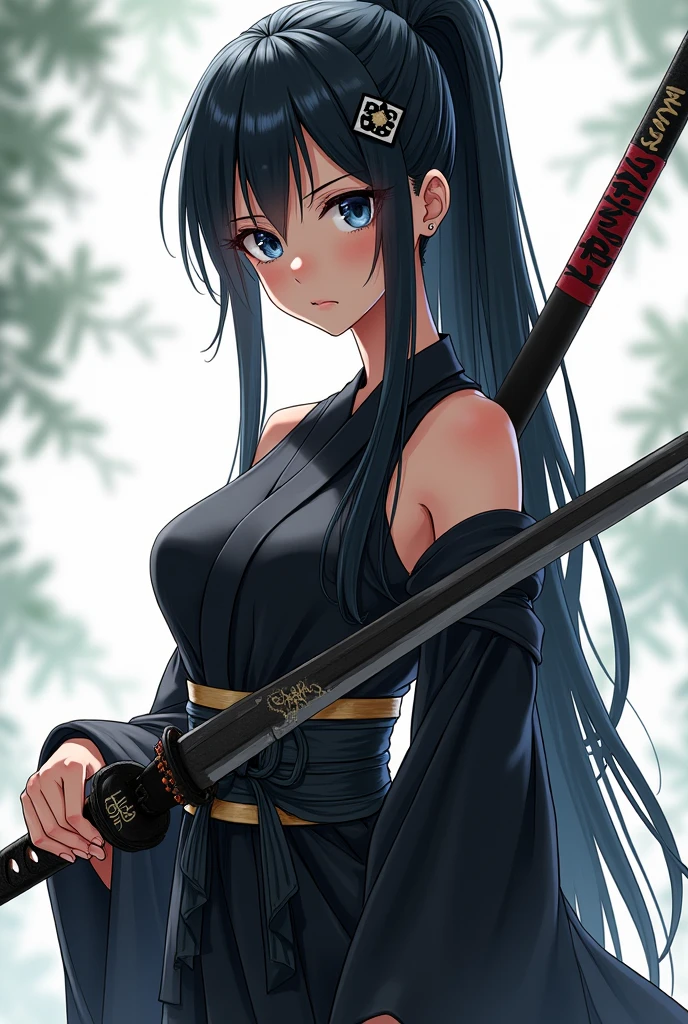 <lora:Ouyang Xueli:0.4> Ouyang Xueli, 1girl, solo, long hair, hair over one eye, black hair, tight dress, halter dress, red eyes, full body, very long hair, frills, evil smirk, yandere, shadows, shaded face, eyes half closed, weapon, weapon drawn, katana, hallway, midnight, yellow diamond pupils, ((Extremely Detailed)), ((Best Quality)), ((Masterpiece)), ((4k)), ((dramatic shadows, vibrant colors, backlighting, depth of field,))