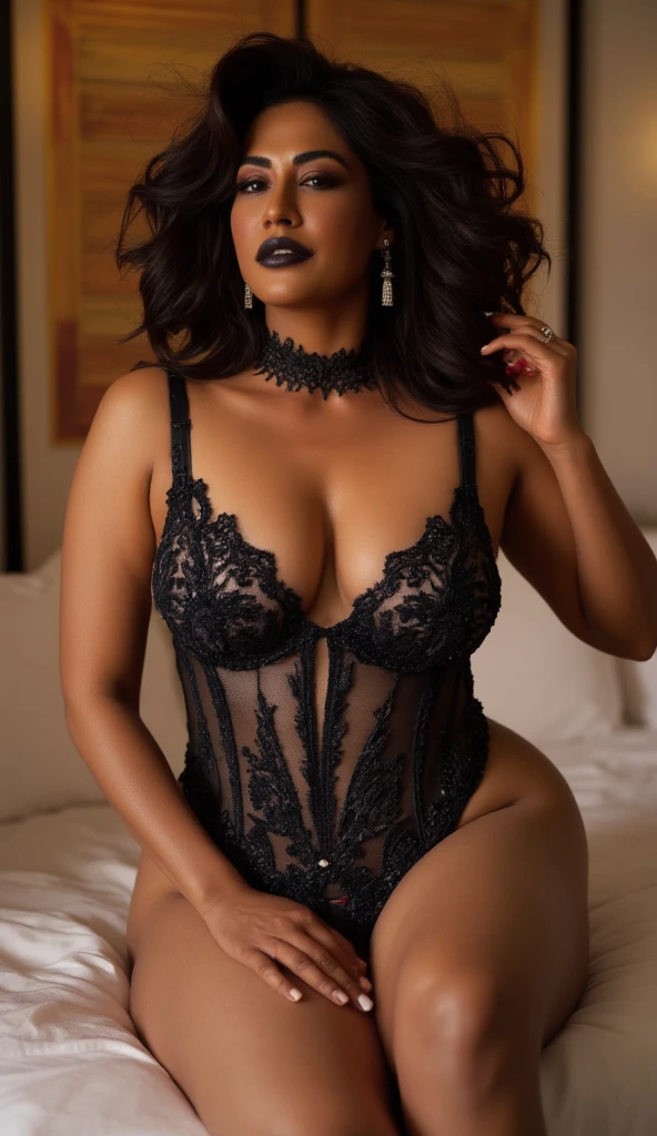 Best quality work of art ...Top ultra HD image of Nicky Minaj in erotic lace lingerie showing off her curvy figure and big tight breasts