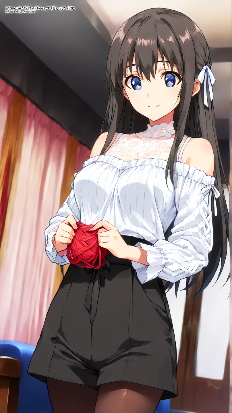 score_9, score_8_up, source_anime, 1girl, solo,The photo shows a young person standing outdoors, They are smiling and wearing a white t-shirt with a design featuring a rabbit and text, paired with a patterned purple sarong or long skirt and sandals. The background appears to be a garden or a green outdoor area..(bound wirsts), (arms behind back), (tapegag, tape gag), dramatic, (looking at viewer), (detailed pupils:1.3), ,red rope, thick rope,normal breast,full body ,long hair,black hair,ponytail hair, butterfly hair tie